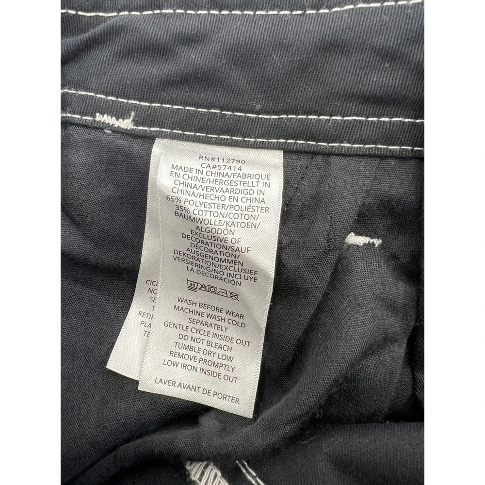 True Religion Mens Jet Black Contrast Stitch Cargo Pants 108335 Size 32 NWT